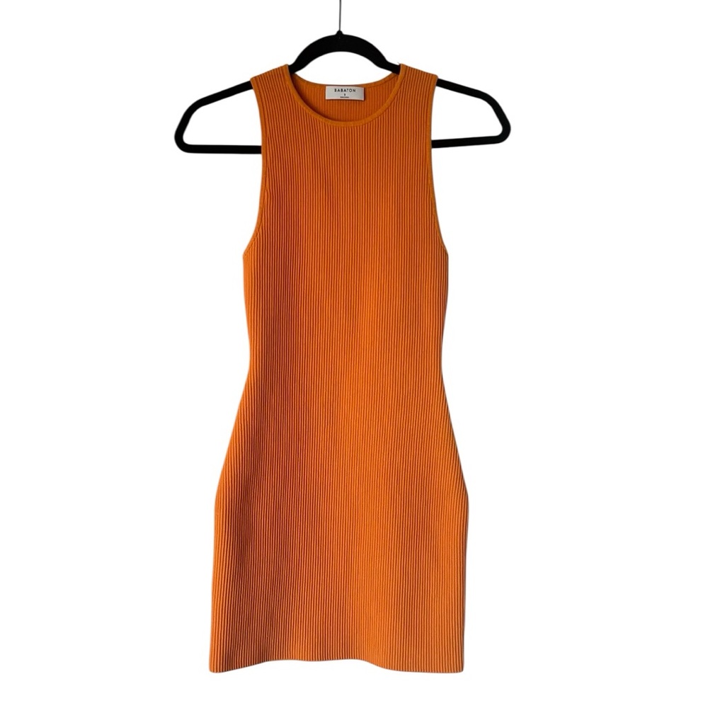 Aritzia Babaton Sculpt Knit Racer Dress – Orange (Size S)